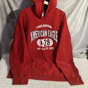 American Eagle Mens XL Logo Graphic Heavy Red Hoodie Sweatshirt